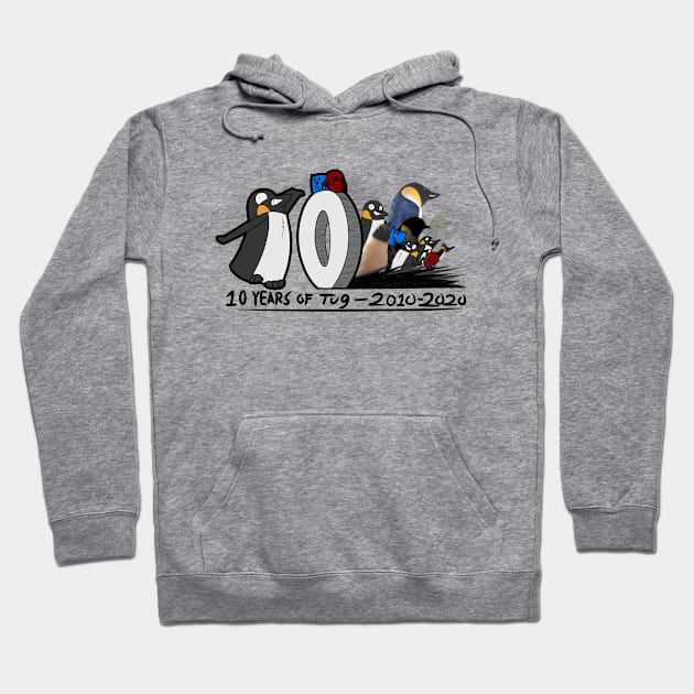 10 Years of Tug the Penguin! Hoodie by CacklingPumpkins
